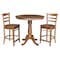 International Concepts Round 36 in Round Extension Dining Table with 2 Stools, Distressed Oak, 36 in W, 48 in L, 35.3 in H K42-36RXT-6B-S6172-2 - alternate 1